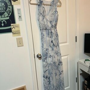 Floral Blue and White Maxi Dress
